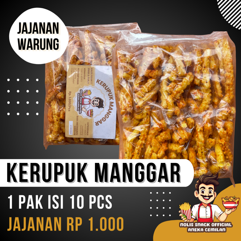 

Kerupuk Manggar (Isi 10pcs /Pak) Rasa Gurih Pedas // Kerupuk Grosir // Makanan Ringan | NOLIS SNACK