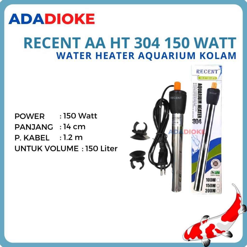 Heater Aquarium Recent 150 Watt Heater Stainless Penghangat Air Akuarium Aquascape