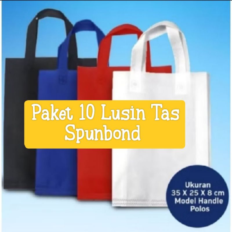 

Paket 10 Lusin Tas Spunbond / Goodie bag Spunbond Handle 25x35