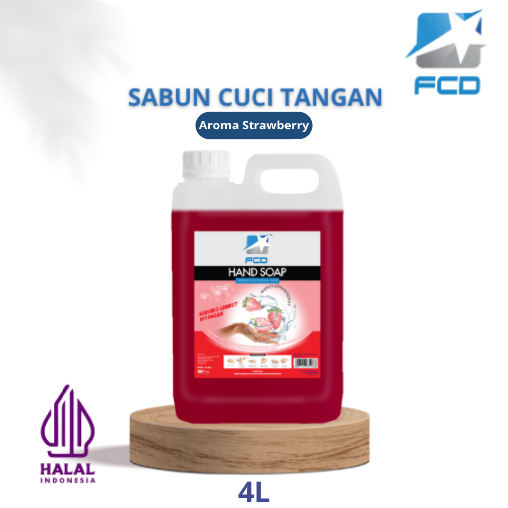 LAKOS Sabun Cuci Tangan Cair FCD Hand Soap Aroma Strawberry Jerigen Galon 4 L Liter Ltr (GOJEK/GRAB/