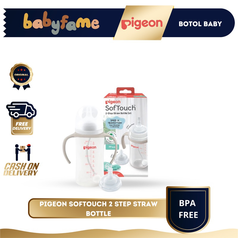 PIGEON SOFTOUCH 2 STEP STRAW BOTTLE HANDLE | BOTOL MINUM PIGEON