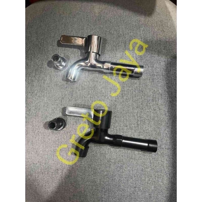 Kran Air Panjang Hitam Silver 2 Fungsi Serbaguna Keran Kamar Mandi Tembok Toilet Minimalis WC Chrome