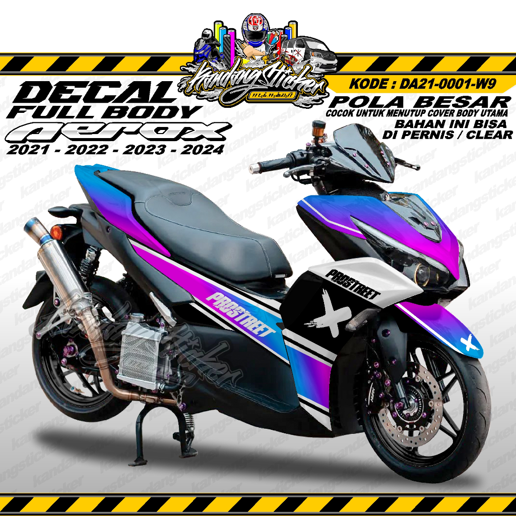 DECAL AEROX FULL BODY PROSTREET YAMAHA AEROX 2020 2021 2022 2023 2024 DA-0001-W9 SUNMORI NIGHTRIDE S