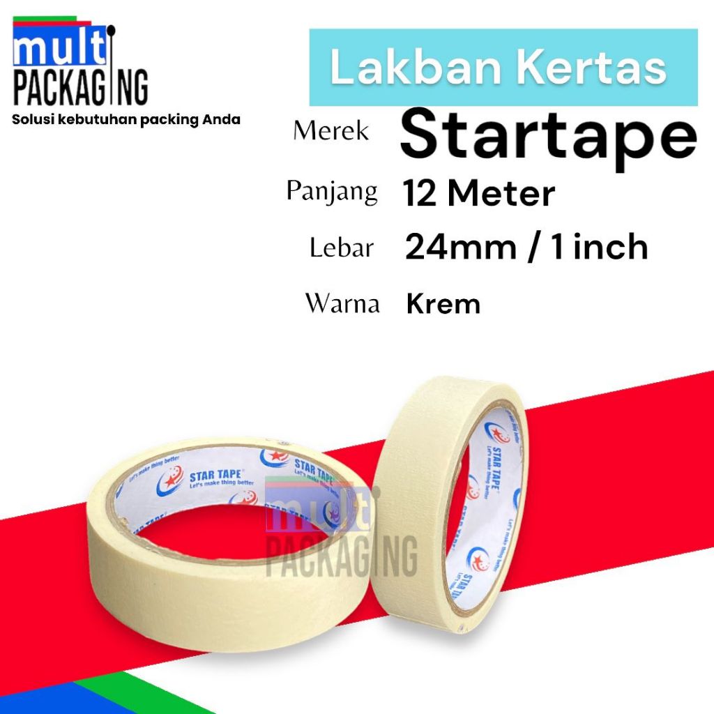 

Lakban kertas / isolasi kertas star tape 1 inch x 12 m Dusan