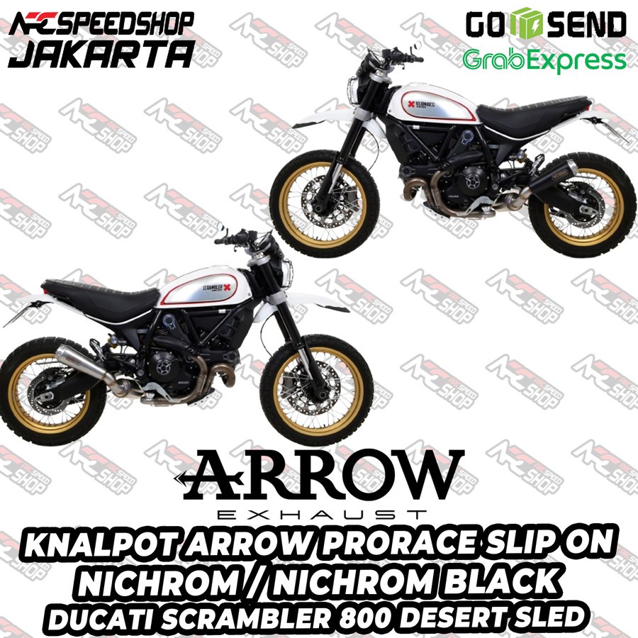 Knalpot Arrow Exhaust PRORACE PRO RACE NICHROM / PRORACE PRO RACE NICHROM BLACK Ducati Scrambler 800