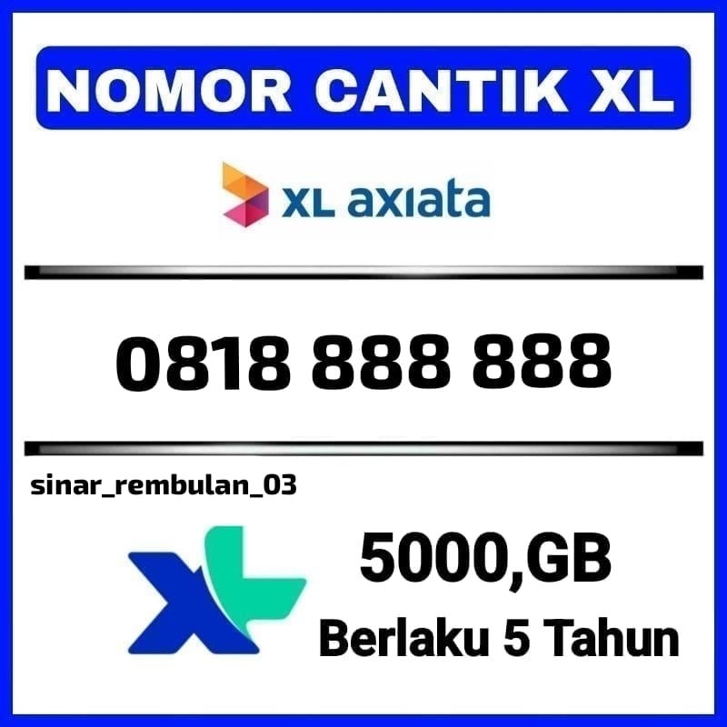 Perdana Cantik Xl Plus Kuota 5000 GB 5 Tahun Siap Pakai Berlaku Seluruh Indonesia XL Axiata