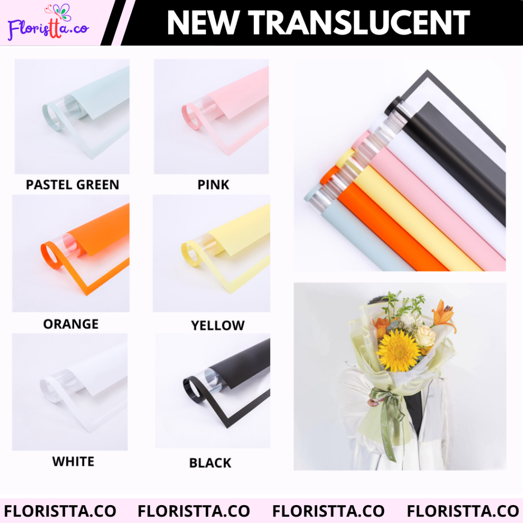 

(PACK) cellophane NEW TRANSLUCENT isi 20 lembar flower wrapping