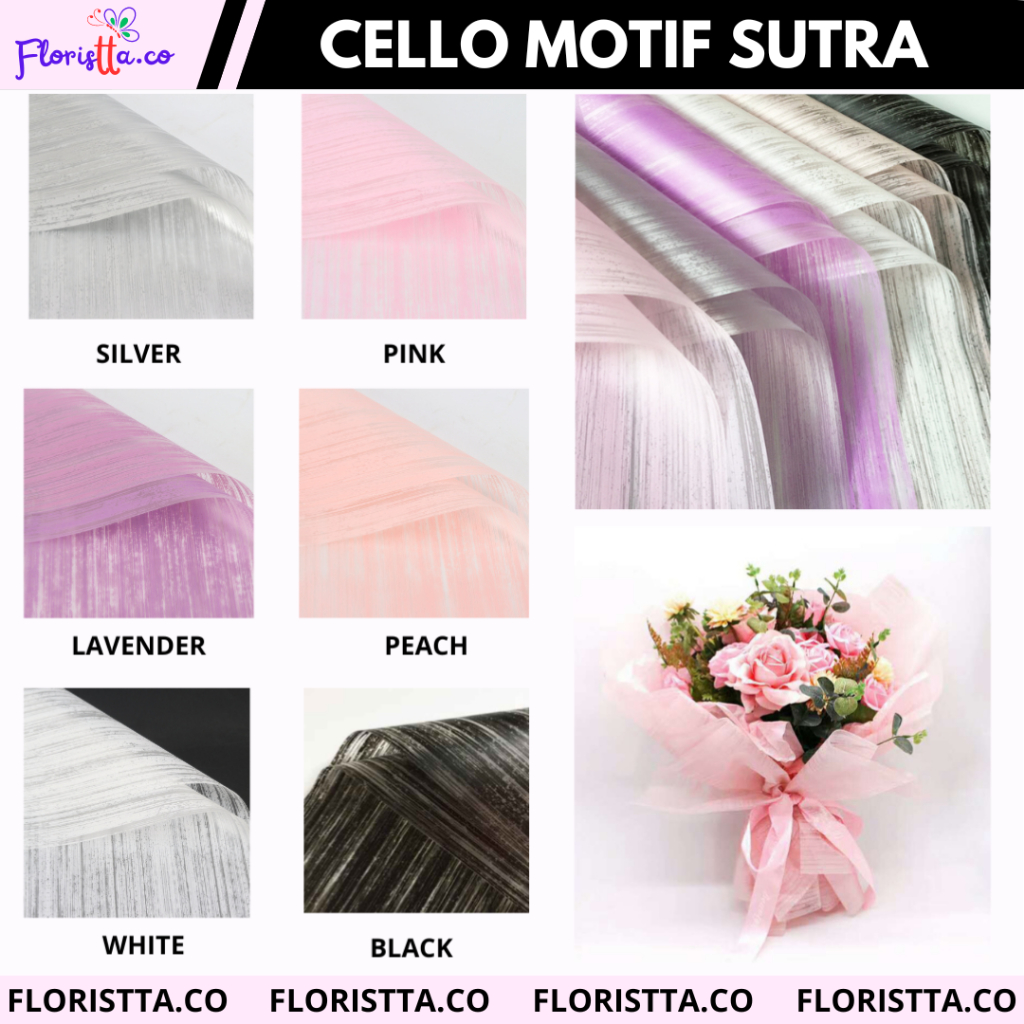 

(Pack)Cello Motif Sutra isi 20 lembar flower wrapping kertas Buket
