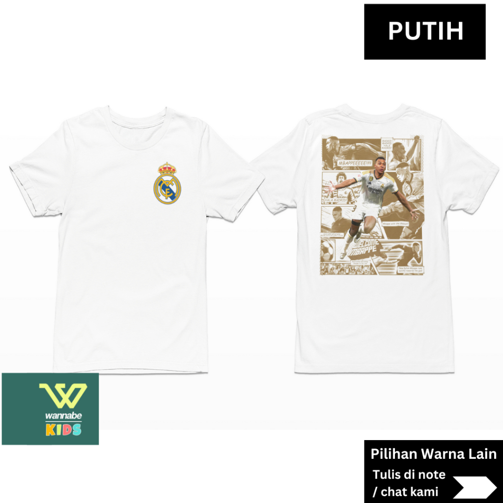 KAOS DEWASA DAN ANAK BOLA REALMADRID MBAPPE 1 BAJU ANAK 2 - 12 TAHUN KAOS DEWASA S - 7XL BIGSIZE JUM