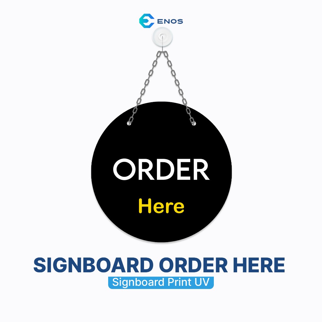 

SIGN SIGNAGE ORDER HERE GANTUNG / PAPAN TANDA CAFE 20 X 20 CM BULAT