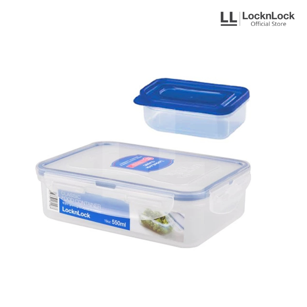 LocknLock Classic Kotak Makan Rectangular Short with Small Container 550ml - HPL815L