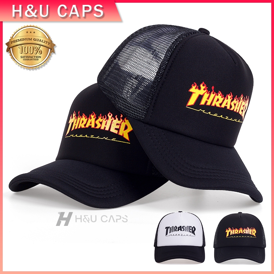 Topi baseball topi trucker pria original THRASHER topi Snapback musim panas sederhana yang dapat ber