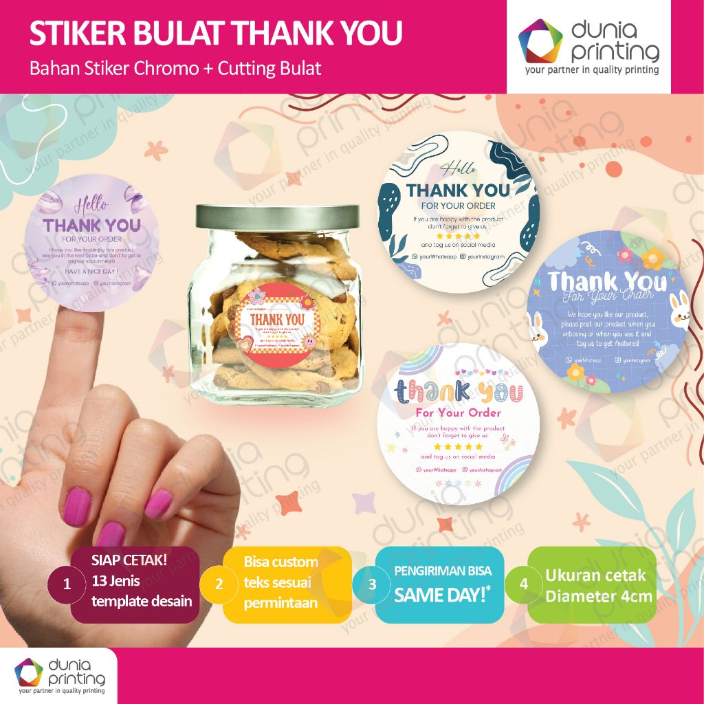 

Cetak Stiker Bulat Thank You Cromo | Stiker Terimakasih Custom | Stiker Thank You Ekonomis