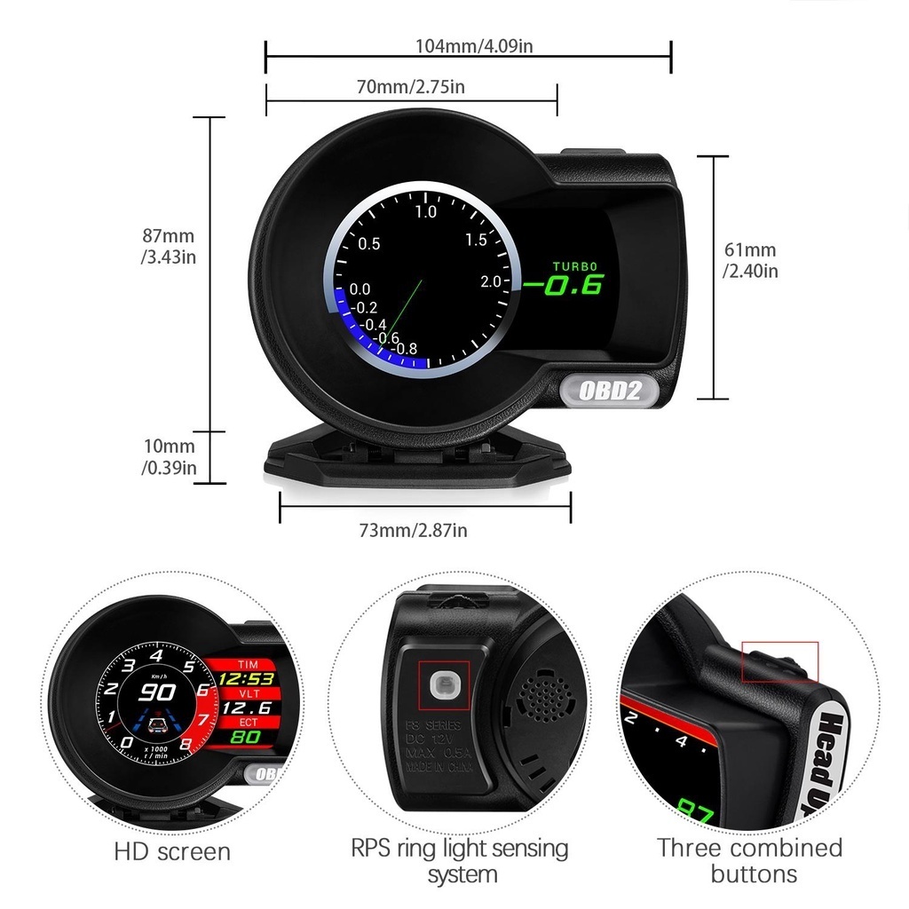 Tachometer Indicator OBD2 F8 OBD II Speedometer Digital HUD
