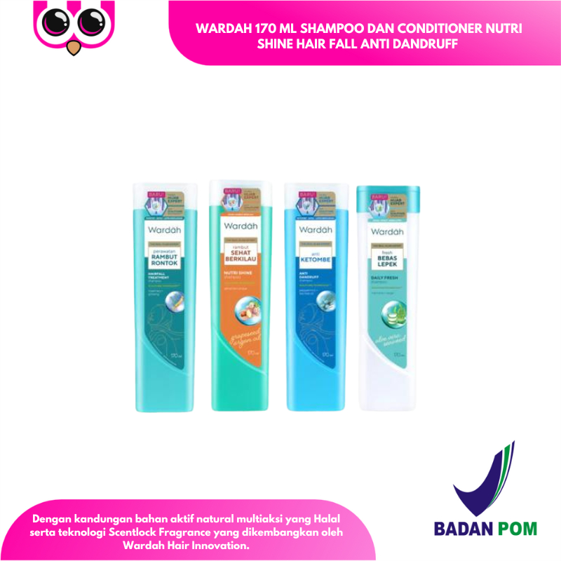 WARDAH 170 ML SHAMPOO DAN CONDITIONER NUTRI SHINE HAIR FALL ANTI DANDRUFF HAIRCARE SAMPO
