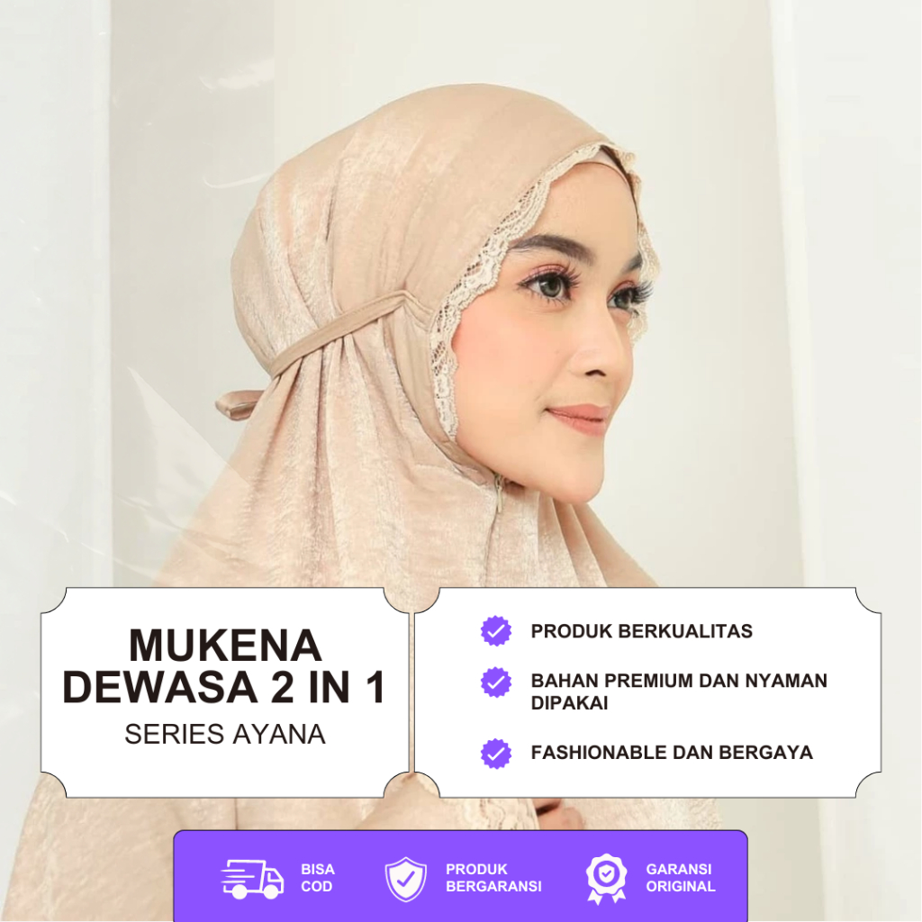 Mukena Mukenah Dewasa Santorini Polos Adem Silky Silk Premium terbaru