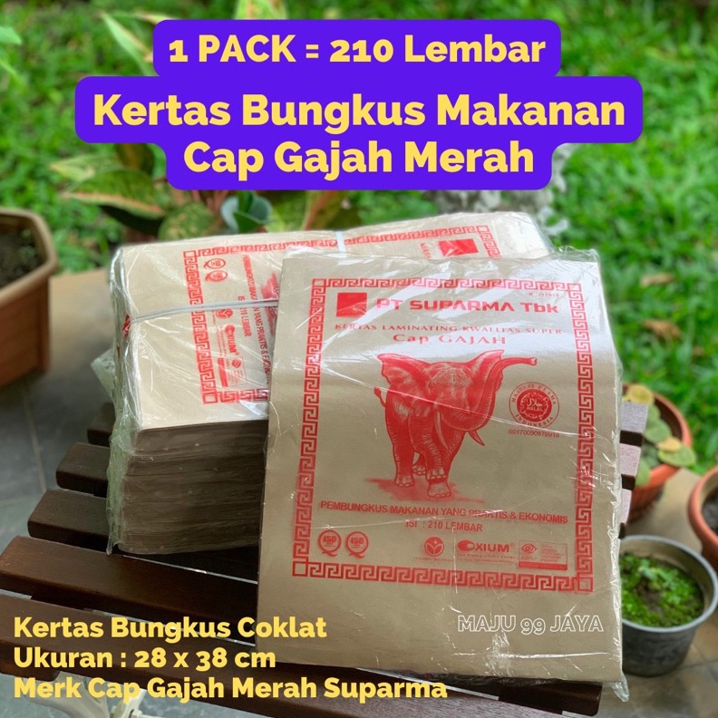 

LBR Kes Bungkus Nasi Makanan Kes Laminasi Nasi Coklat Kes Minyak Cap Gajah Merah Ukuran 2x3 cm Berisi lembar