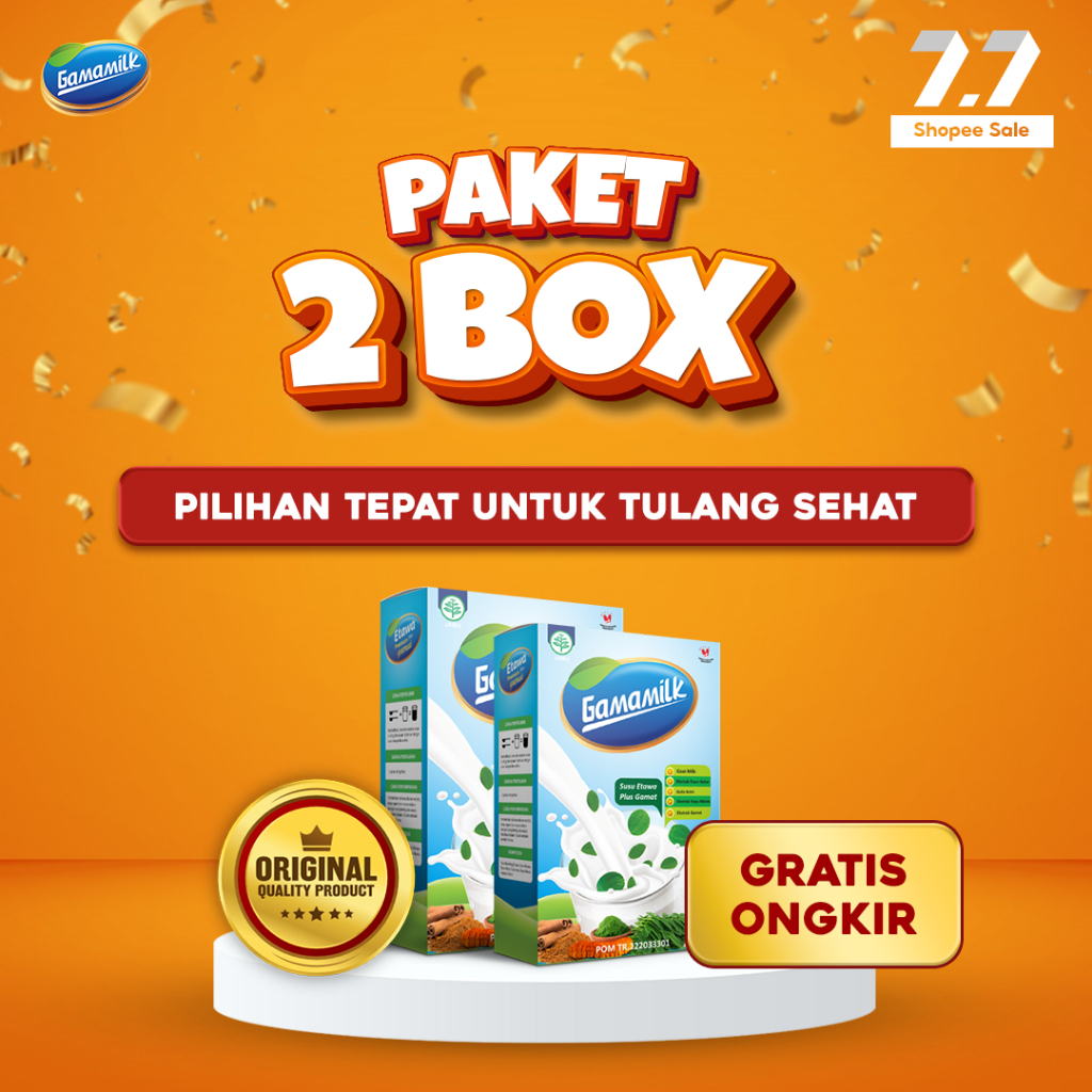 

PROMO!!(2 BOX) Gamamilk Susu Etawa Plus Gamat Rekomendasi Ilmiah Atasi Nyeri Sendi & Tulang 200g