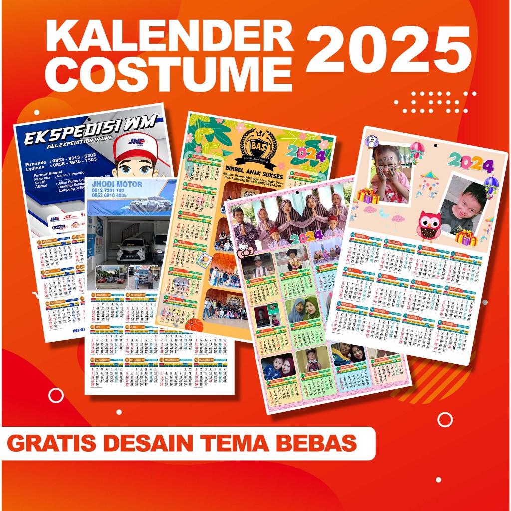 

KALENDER DINDING 2025 MODEL POSTER FREE DESAIN TEMA BEBAS COSTUME FOTO TANPA MINIMAL ORDER