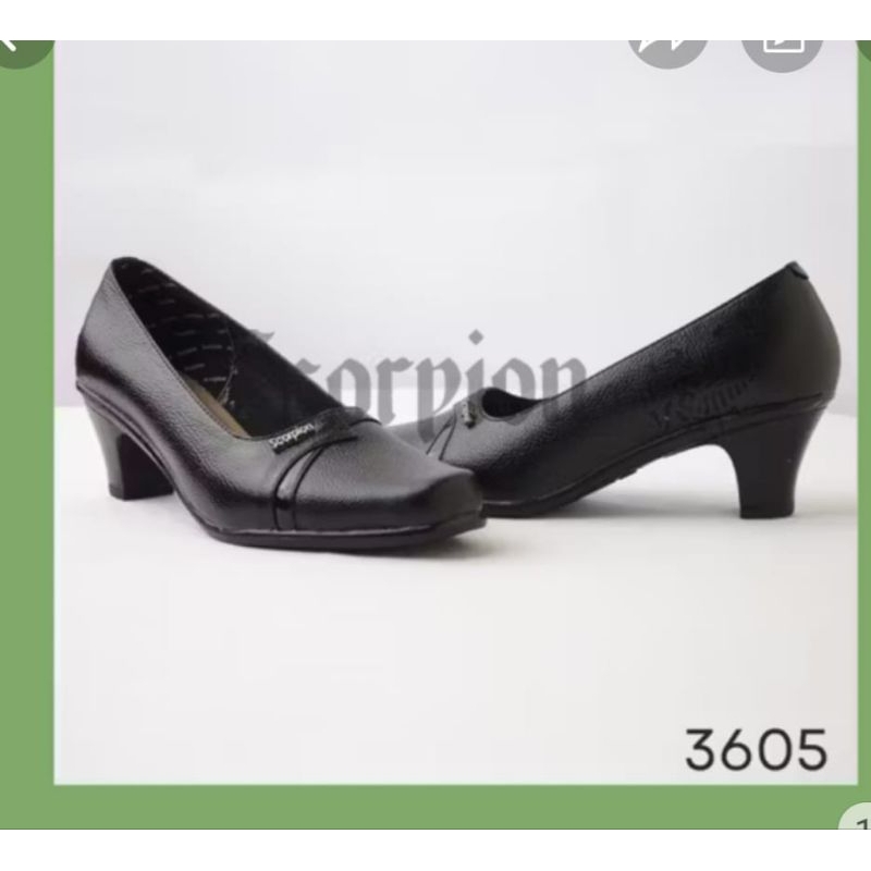 Scorpion 3605 -Sepatu kulit pantofel wanita hak 5cm