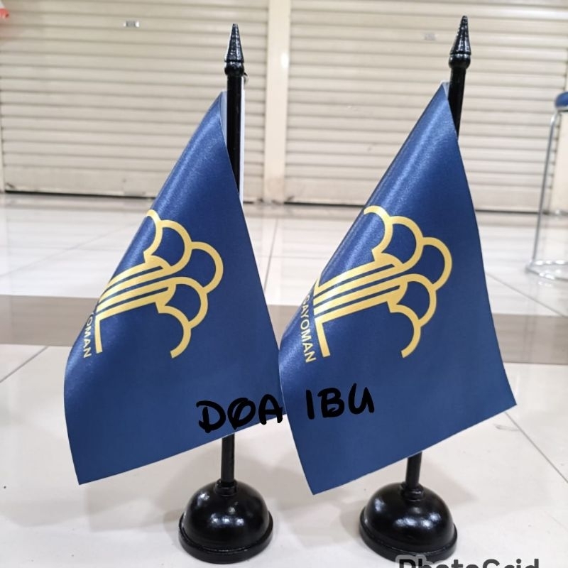 

best seller bendera logo Pengayoman+tiang kayu meja