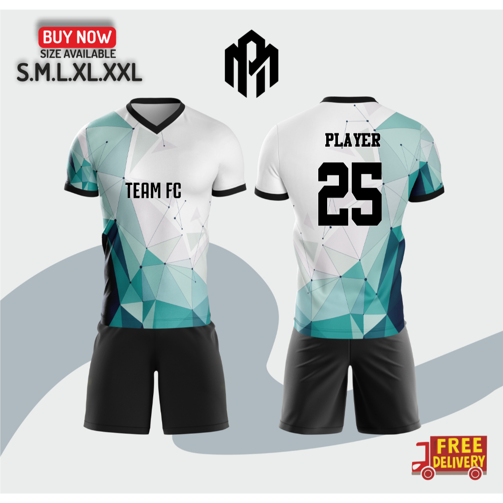 JERSEY/JERSI MOTIF GRADASI PUTIH HIJAU BAJU JERSEY BOLA/FUTSAL/VOLLI GRATIS NAMA (BISA COD)