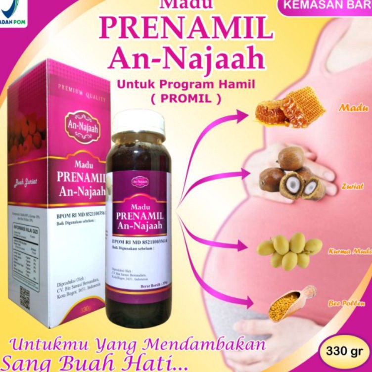 Madu PROMIL Zuriat Plus Kurma Muda Suami Istri | GRATIS 1 TES PACK | Ganti Kemasan Madu Prenamil BPO