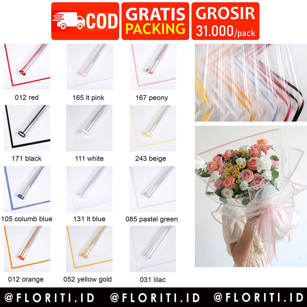 

2 lembar Kes Buket Cellophane Translucent Flower Wrapg