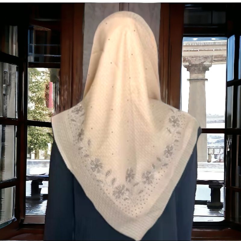 Hijab Segi Empat Payet MOTIF Mawar Pasir Glamour Pres kristal Jilbab pottonstar Laser cut