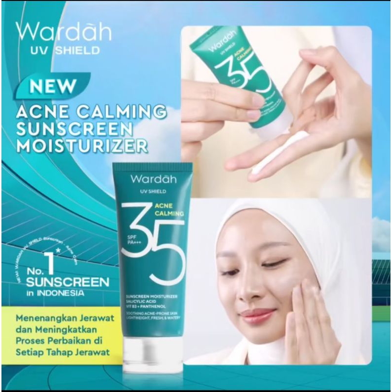 WARDAH UV Shield Acne  Calming Sunscreen Moisturizer SPF 35 PA+++ - Sunblock Wajah Tabir Surya - Sun