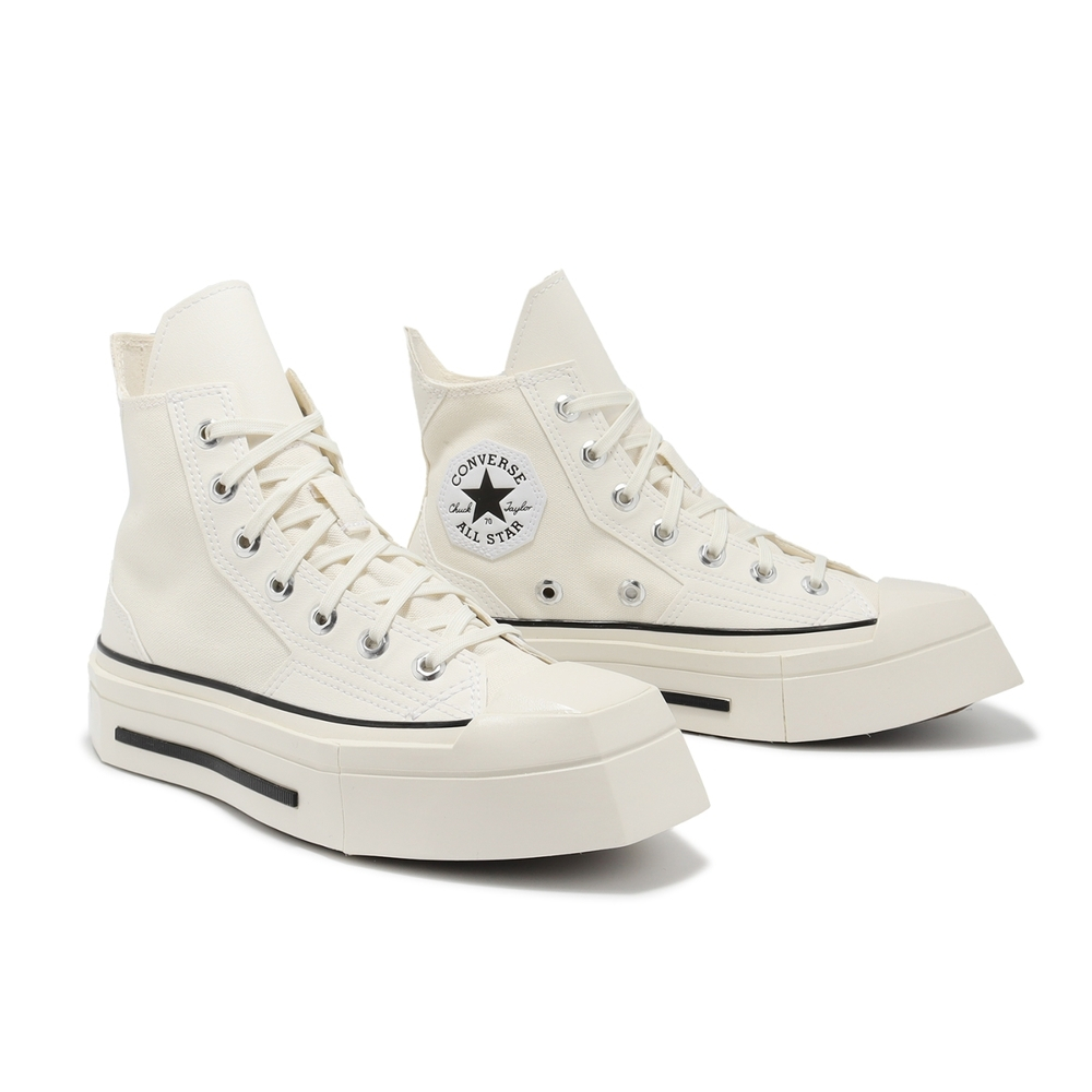 Converse Chuck 70 70s De Luxe Deluxe Squared Canvas Leather Overlays Egret