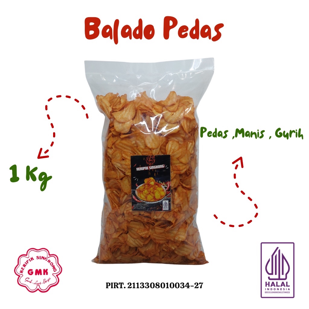

GMK Keripik Singkong Rasa Balado Pedas 1 Kg Kripik Singkong Balado Ekonomis