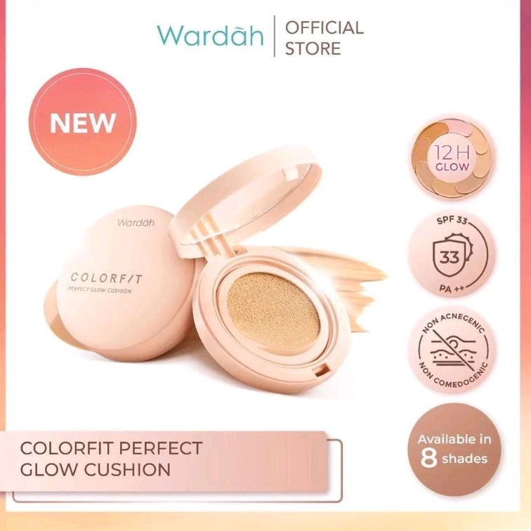 WARDAH Cushion Colorfit Perfect Glow Cushion 15gr - Tahan Lama Hingga 12 Jam SPF 33 PA+++ - Bedak Cu