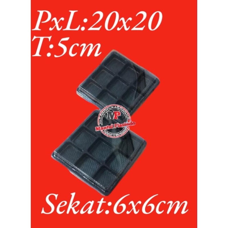 

isi 25Set Mika Puding Mini Sekat 9 + Tutup / Tray Box Kotak isi 9 Kue