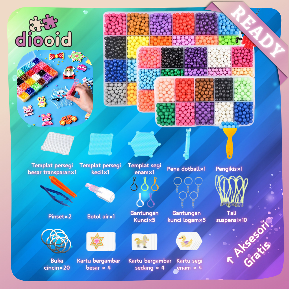 [Ready]4860PCS Mainan beads Refill 10 warna Transparan / Magic Beads / Diy