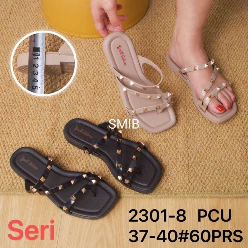 balance sandal Jepit Wanita karet import motif silang duri
