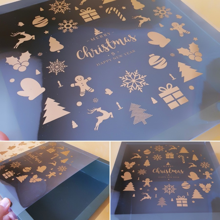 

10 pcs kotak alas mika natal kemasan pie susu ukuran 22x22x6cm hijau christmas