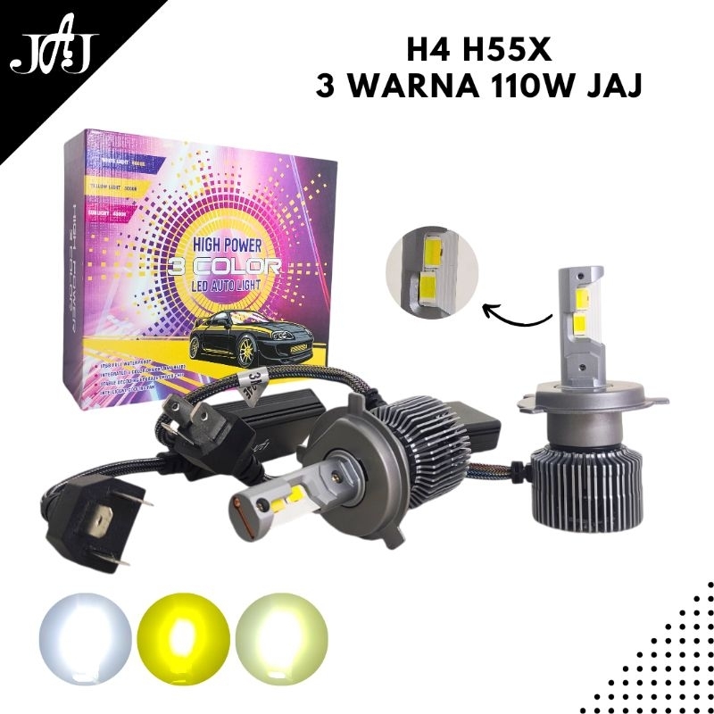 LED H4/H11/HB3/9012 Super Bright H55X 110W 3 Warna