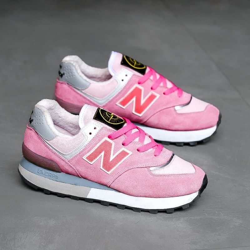 SEPATU NB 574 STONE ISLAND PINK WHITE ORIGINAL TERMURAH