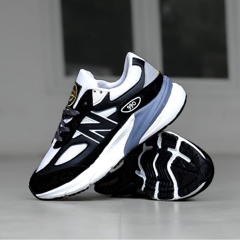 SEPATU NB 990 STONE ISLAND BLACK WHITE ORIGINAL TERMURAH