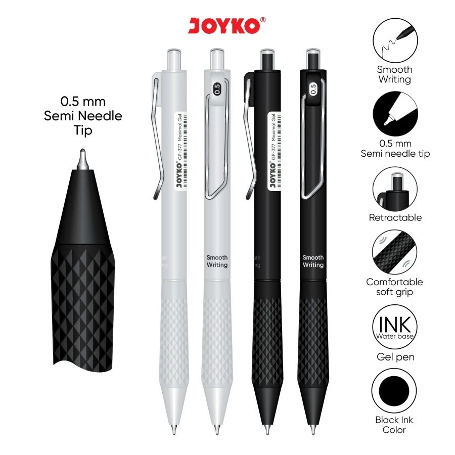 

Bolpoin Pulpen Gel Pen Joyko GP-377 Maximal Gel Black 1 Pcs