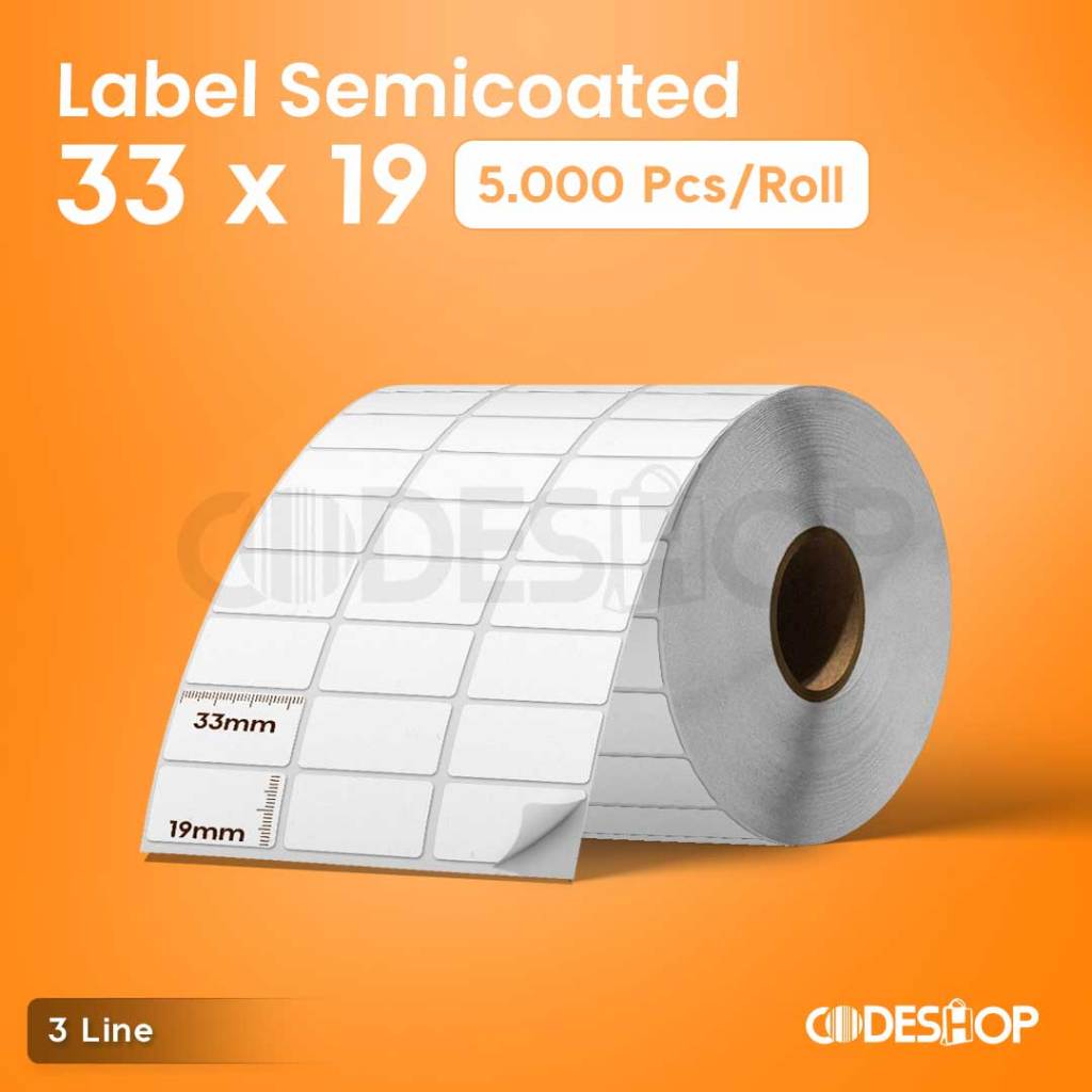 

Stiker Label Semicoated 33x19 mm 3 Line isi 5000 Pcs Gap Perforasi