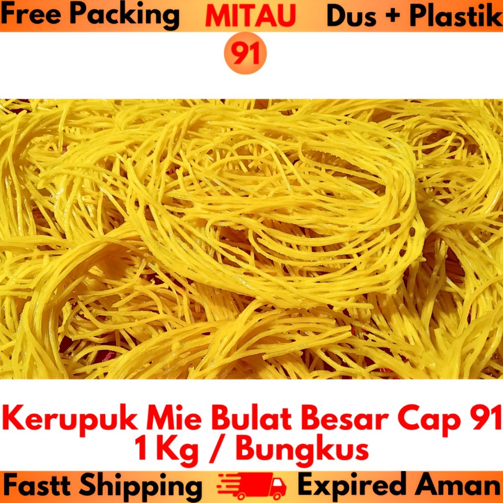 

Kerupuk Mie Jumbo 1kg/Bks Beli 6 Bks Lebih Murah Cap 91