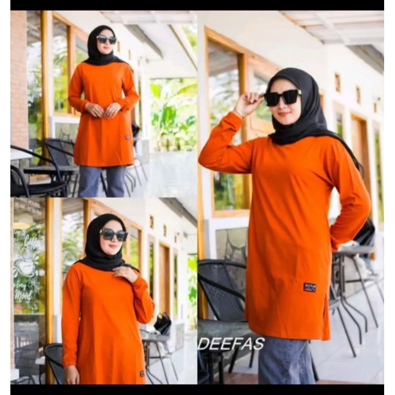atasan wanita model tunik polos lengan panjang pakwe karet baha. katon kombate20s original