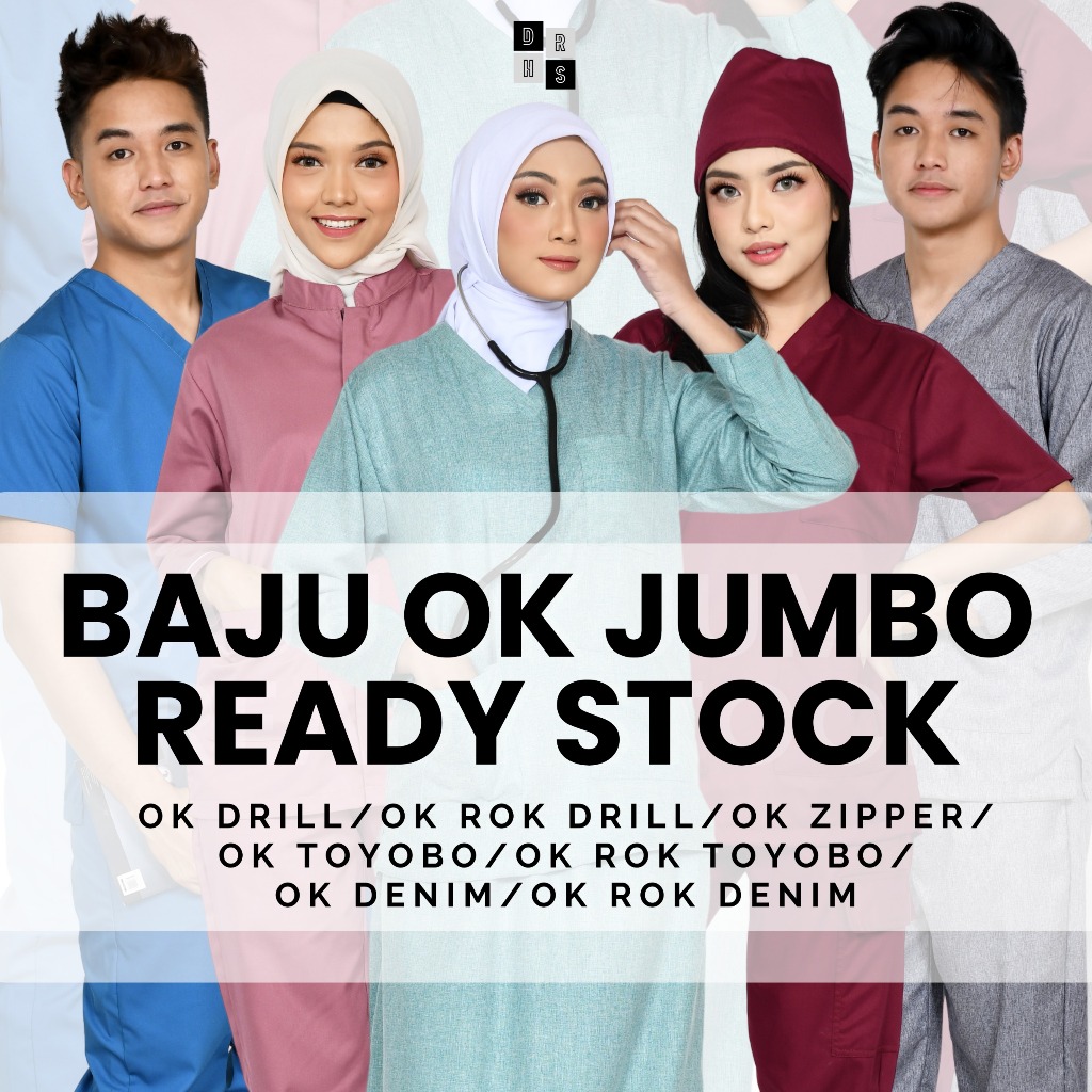 Baju OK JUMBO / Baju Jaga / Scrub Medis JUMBO [READY STOCK] DOCHS MEDIC