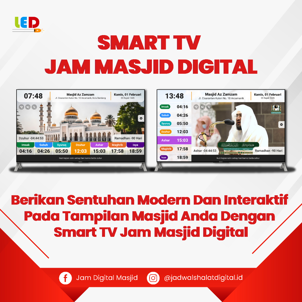 TV Digital Untuk Jam Masjid Ukuran 32 inch dan 43 inch