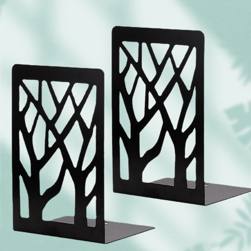 

2 PCS Metal Bookends Pure Color Hollow Pattern Book Akhir Suport untuk Shelves dan Desk