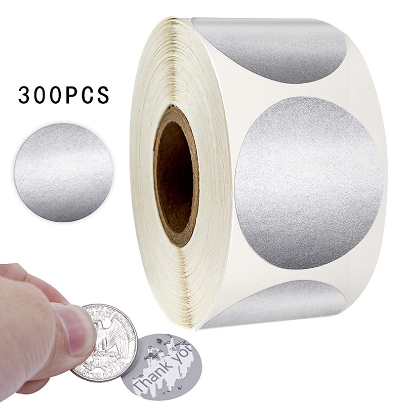 

300 pcs Voucher Stiker Scratch / Stiker Label Gosok Voucher 2.5cm / Scratch Off Sticker Penutup Pin Voucher /Round Silver Scratch Off Stickers