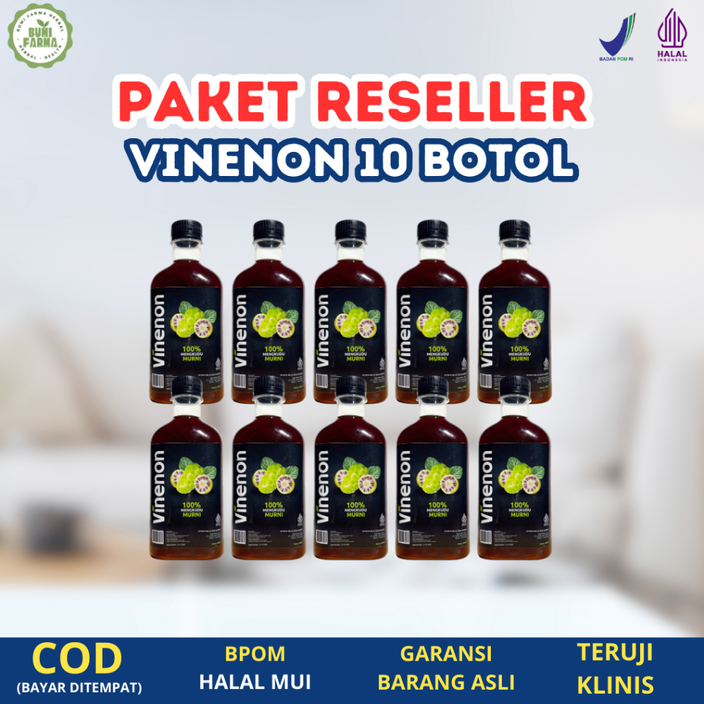 

PAKET RESELLER 10 BOTOL Vinenon Cuka Mengkudu Murni Ampuh Hancurkan Batu Ginjal Melancarkan Purin