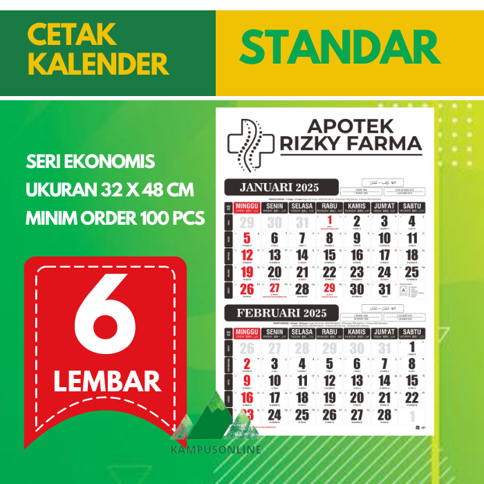 

PROMO CETAK KALENDER DINDING 2026 TAMBAH NAMA USAHA - 6 LEMBAR STANDAR